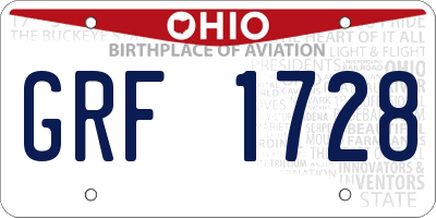 OH license plate GRF1728
