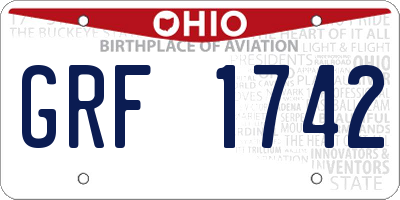 OH license plate GRF1742
