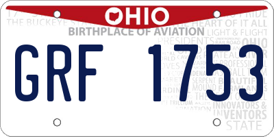 OH license plate GRF1753