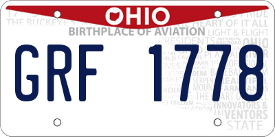 OH license plate GRF1778