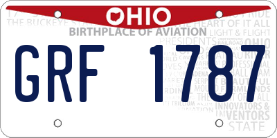 OH license plate GRF1787