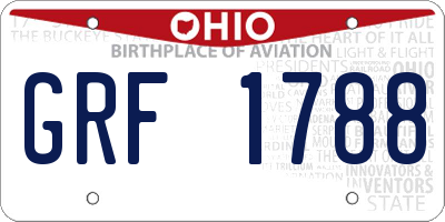 OH license plate GRF1788