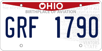 OH license plate GRF1790