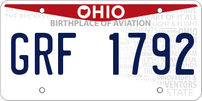 OH license plate GRF1792