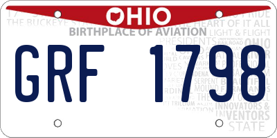 OH license plate GRF1798