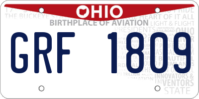 OH license plate GRF1809