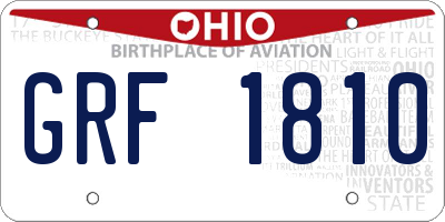 OH license plate GRF1810