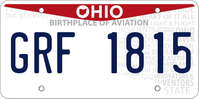 OH license plate GRF1815