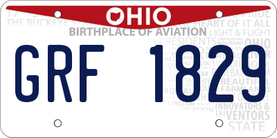 OH license plate GRF1829