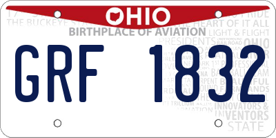 OH license plate GRF1832