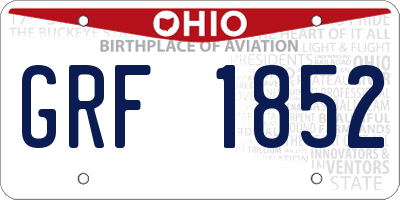 OH license plate GRF1852