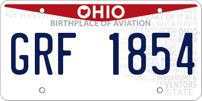 OH license plate GRF1854