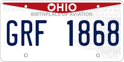 OH license plate GRF1868