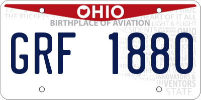 OH license plate GRF1880