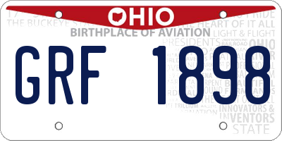 OH license plate GRF1898