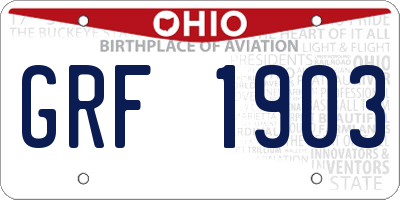 OH license plate GRF1903