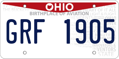 OH license plate GRF1905