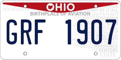 OH license plate GRF1907