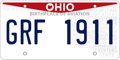 OH license plate GRF1911