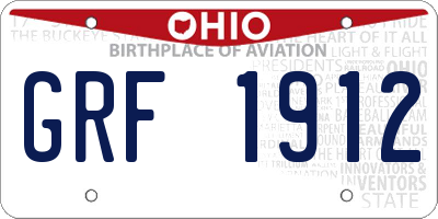 OH license plate GRF1912