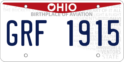 OH license plate GRF1915