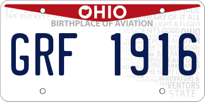 OH license plate GRF1916