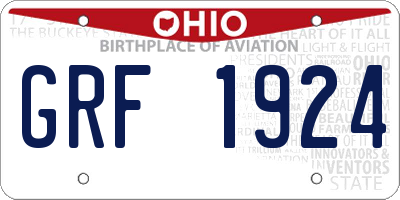 OH license plate GRF1924