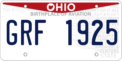 OH license plate GRF1925