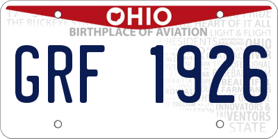 OH license plate GRF1926