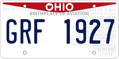 OH license plate GRF1927