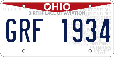 OH license plate GRF1934