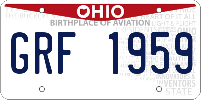 OH license plate GRF1959