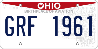 OH license plate GRF1961
