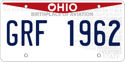 OH license plate GRF1962