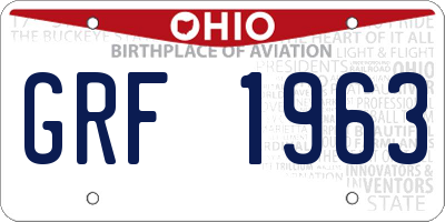 OH license plate GRF1963