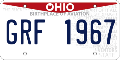 OH license plate GRF1967
