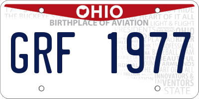 OH license plate GRF1977