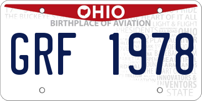 OH license plate GRF1978