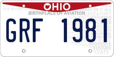 OH license plate GRF1981