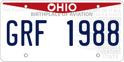 OH license plate GRF1988