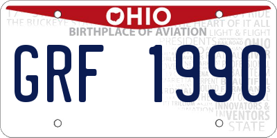 OH license plate GRF1990