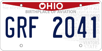 OH license plate GRF2041
