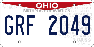 OH license plate GRF2049