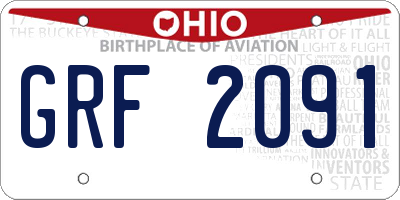 OH license plate GRF2091