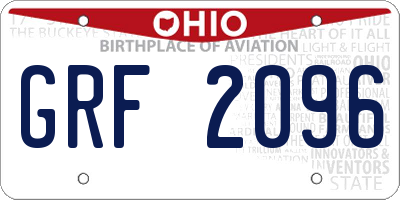 OH license plate GRF2096