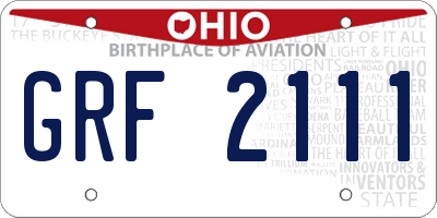 OH license plate GRF2111