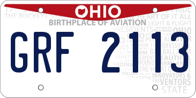 OH license plate GRF2113