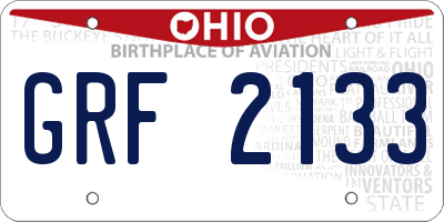 OH license plate GRF2133
