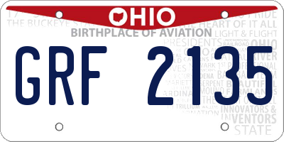 OH license plate GRF2135