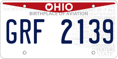 OH license plate GRF2139